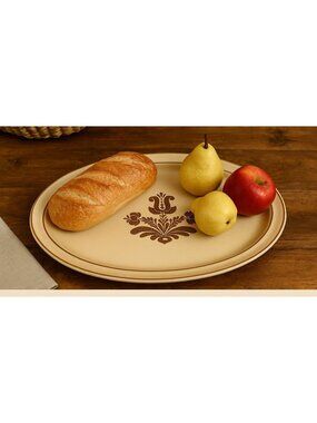 Pfaltzgraff Village Oval Serving Platter 12" Brown Tan Stoneware USA #6-007